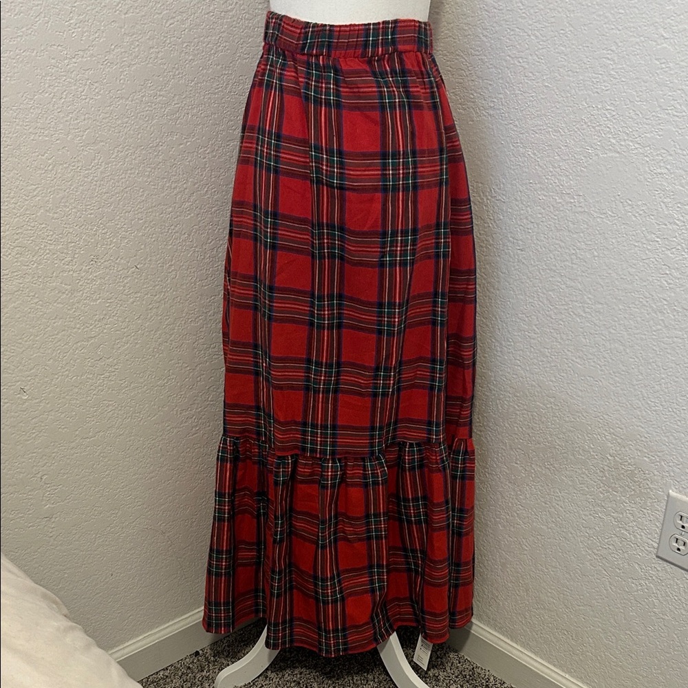 Cupshe Red Plaid Maxi Skirt